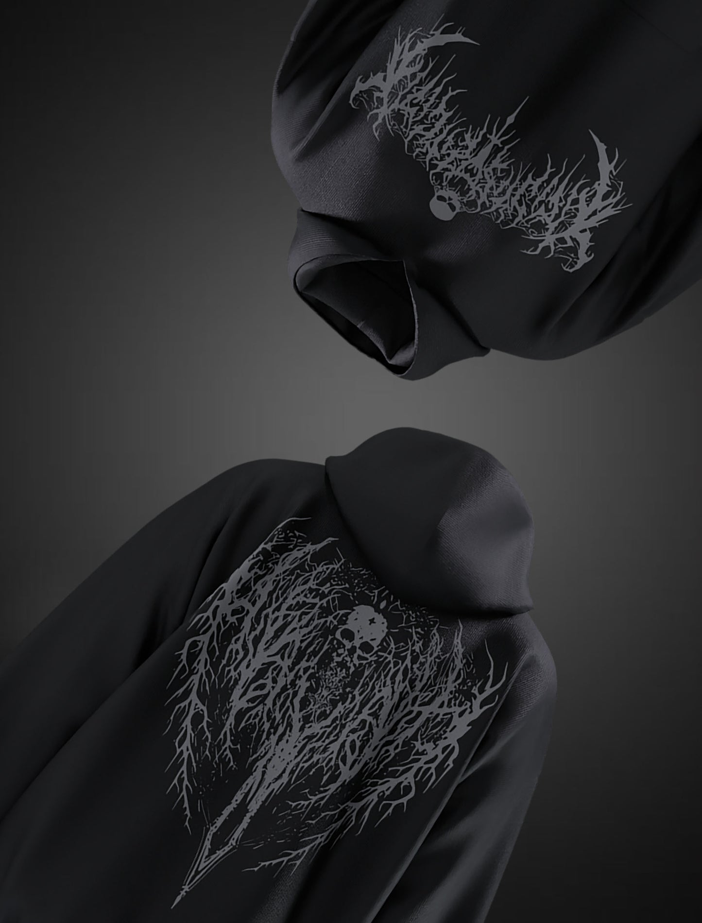 GOTHIC SKULL OVERSIZED HOODIE